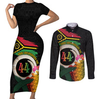 Vanuatu Selebretem 44th Indipendens Dei Couples Matching Short Sleeve Bodycon Dress and Long Sleeve Button Shirt Sand Drawing Turtle Melanesian Vibes