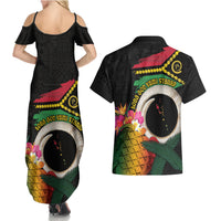 Vanuatu Selebretem 44th Indipendens Dei Couples Matching Summer Maxi Dress and Hawaiian Shirt Sand Drawing Turtle Melanesian Vibes