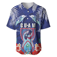 Guam Liberation Day Baseball Jersey The Tribal Latte Stone and Dolphins with Hibiscus Chamorro Culture