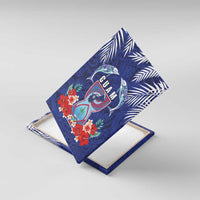 Guam Liberation Day Canvas Wall Art The Tribal Latte Stone and Dolphins with Hibiscus Chamorro Culture