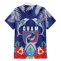 Guam Liberation Day Family Matching Off The Shoulder Long Sleeve Dress and Hawaiian Shirt The Tribal Latte Stone and Dolphins with Hibiscus Chamorro Culture