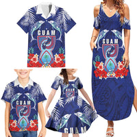 Guam Liberation Day Family Matching Summer Maxi Dress and Hawaiian Shirt The Tribal Latte Stone and Dolphins with Hibiscus Chamorro Culture