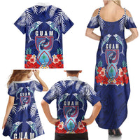 Guam Liberation Day Family Matching Summer Maxi Dress and Hawaiian Shirt The Tribal Latte Stone and Dolphins with Hibiscus Chamorro Culture
