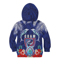 Guam Liberation Day Kid Hoodie The Tribal Latte Stone and Dolphins with Hibiscus Chamorro Culture