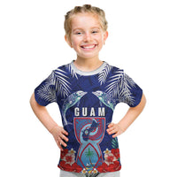 Guam Liberation Day Kid T Shirt The Tribal Latte Stone and Dolphins with Hibiscus Chamorro Culture