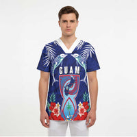 Guam Liberation Day Scrub Top The Tribal Latte Stone and Dolphins with Hibiscus Chamorro Culture - Polynesian Pride