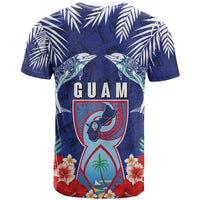 Guam Liberation Day T Shirt The Tribal Latte Stone and Dolphins with Hibiscus Chamorro Culture