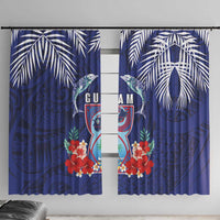 Guam Liberation Day Window Curtain The Tribal Latte Stone and Dolphins with Hibiscus Chamorro Culture