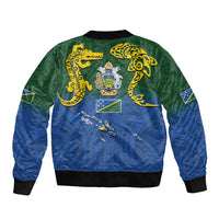 Solomon Islands Bomber Jacket The Guardians-Tribal Crocodile and Shark Melanesian Tattoo