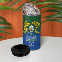 Solomon Islands 4 in 1 Can Cooler Tumbler The Guardians-Tribal Crocodile and Shark Melanesian Tattoo
