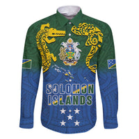 Solomon Islands Family Matching Short Sleeve Bodycon Dress and Hawaiian Shirt The Guardians-Tribal Crocodile and Shark Melanesian Tattoo