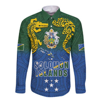 Solomon Islands Long Sleeve Button Shirt The Guardians-Tribal Crocodile and Shark Melanesian Tattoo