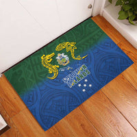 Solomon Islands Rubber Doormat The Guardians-Tribal Crocodile and Shark Melanesian Tattoo