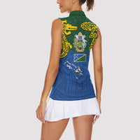 Solomon Islands Women Sleeveless Polo Shirt The Guardians-Tribal Crocodile and Shark Melanesian Tattoo