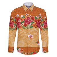 Hawaii Hibiscus Family Matching Long Sleeve Bodycon Dress and Hawaiian Shirt Turtles and Tribal Motifs Vintage Floral Style