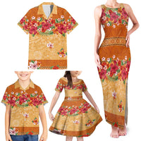 Hawaii Hibiscus Family Matching Tank Maxi Dress and Hawaiian Shirt Turtles and Tribal Motifs Vintage Floral Style