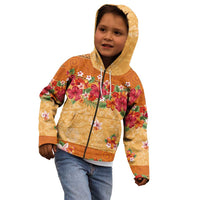 Hawaii Hibiscus Kid Hoodie Turtles and Tribal Motifs Vintage Floral Style