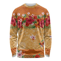 Hawaii Hibiscus Long Sleeve Shirt Turtles and Tribal Motifs Vintage Floral Style