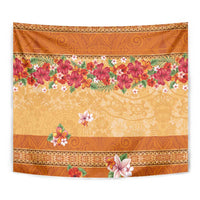 Hawaii Hibiscus Tapestry Turtles and Tribal Motifs Vintage Floral Style