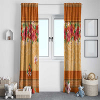 Hawaii Hibiscus Window Curtain Turtles and Tribal Motifs Vintage Floral Style