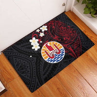 French Polynesia Tiare Day Rubber Doormat Seal and Polynesian Pattern