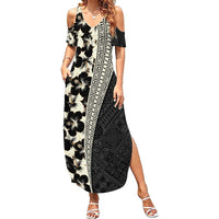 Bula Hibiscus Festival Family Matching Summer Maxi Dress and Hawaiian Shirt Tapa Pattern Half Style