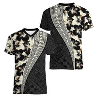 Bula Hibiscus Festival Women V-Neck T-Shirt Tapa Pattern Half Style