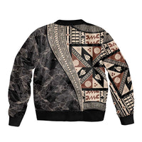 Bula Hibiscus Festival Bomber Jacket Fijian Masi Pattern Half Style
