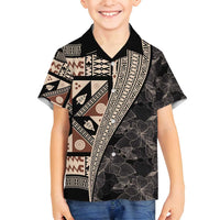 Bula Hibiscus Festival Family Matching Long Sleeve Bodycon Dress and Hawaiian Shirt Fijian Masi Pattern Half Style