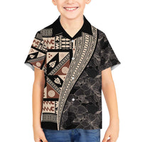 Bula Hibiscus Festival Family Matching Short Sleeve Bodycon Dress and Hawaiian Shirt Fijian Masi Pattern Half Style