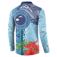 Fiji Day Button Sweatshirt Tapa Pattern and Hibiscus Flower LT03 - Polynesian Pride