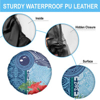 Fiji Day Spare Tire Cover Tapa Pattern and Hibiscus Flower