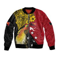 Papua New Guinea Independence Day Bomber Jacket Bird-of-Paradise with Map and Polynesian Pattern
