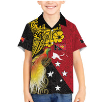 Papua New Guinea Independence Day Family Matching Mermaid Dress and Hawaiian Shirt Bird-of-Paradise with Map and Polynesian Pattern
