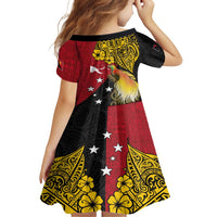 Papua New Guinea Independence Day Family Matching Off Shoulder Short Dress and Hawaiian Shirt Bird-of-Paradise with Map and Polynesian Pattern LT03 - Polynesian Pride