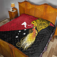 Papua New Guinea Independence Day Quilt Bird-of-Paradise with Map and Polynesian Pattern