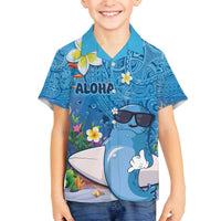 Aloha Hawaiian Monk Seal Family Matching Off The Shoulder Long Sleeve Dress and Hawaiian Shirt Polynesian Tattoo The Ocean and Undersea Vibe LT03 Son's Shirt Blue - Polynesian Pride