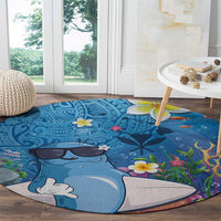 Aloha Hawaiian Monk Seal Round Carpet Polynesian Tattoo The Ocean and Undersea Vibe LT03 - Polynesian Pride