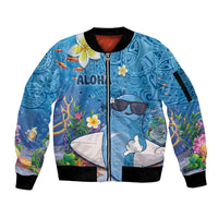 Aloha Hawaiian Monk Seal Sleeve Zip Bomber Jacket Polynesian Tattoo The Ocean and Undersea Vibe LT03 Unisex Blue - Polynesian Pride