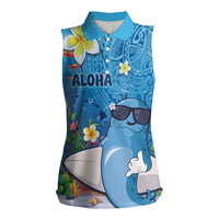 Aloha Hawaiian Monk Seal Women Sleeveless Polo Shirt Polynesian Tattoo The Ocean and Undersea Vibe