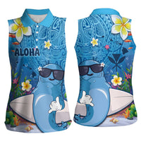 Aloha Hawaiian Monk Seal Women Sleeveless Polo Shirt Polynesian Tattoo The Ocean and Undersea Vibe