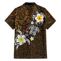 Hawaiian Turtle and Plumeria Family Matching Puletasi and Hawaiian Shirt Polynesian Tattoo and Tribal Elements Pattern Orange Color