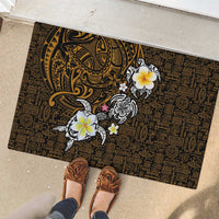 Hawaiian Turtle and Plumeria Rubber Doormat Polynesian Tattoo and Tribal Elements Pattern Orange Color LT03 - Polynesian Pride