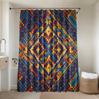 Kolose-Tuvalu Crochet Bathroom Set with Polynesian and Pacific Tattoos LT03 Shower Curtain Only Navy - Polynesian Pride