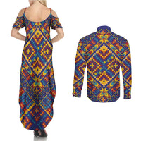 Kolose-Tuvalu Crochet Couples Matching Summer Maxi Dress and Long Sleeve Button Shirt with Polynesian and Pacific Tattoos LT03 - Polynesian Pride