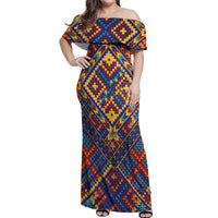 Kolose-Tuvalu Crochet Off Shoulder Maxi Dress with Polynesian and Pacific Tattoos - Polynesian Pride