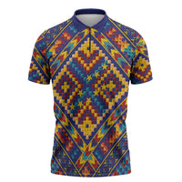 Kolose-Tuvalu Crochet Zipper Polo Shirt with Polynesian and Pacific Tattoos LT03 Navy - Polynesian Pride