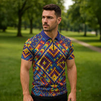 Kolose-Tuvalu Crochet Zipper Polo Shirt with Polynesian and Pacific Tattoos LT03 - Polynesian Pride