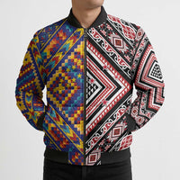 Tuvaluan and New Zealand Culture Bomber Puffer Jacket The Art of Kolose and Taniko - Polynesian Pride