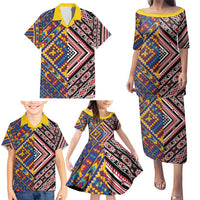 Tuvaluan and New Zealand Culture Family Matching Puletasi and Hawaiian Shirt The Art of Kolose and Taniko - Polynesian Pride